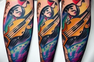 Double bass in space tattoo idea