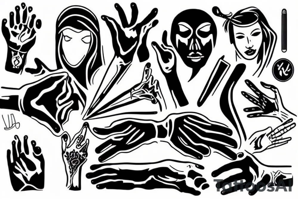 Black hand, узор, рукав tattoo idea