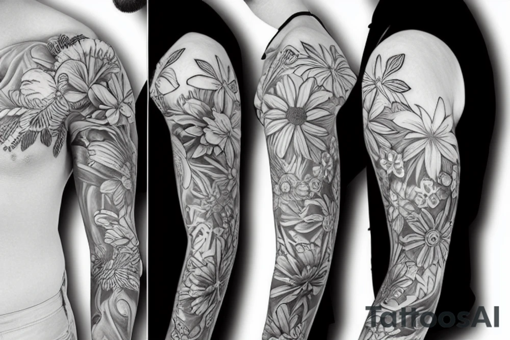 Floral sleeve tattoo idea