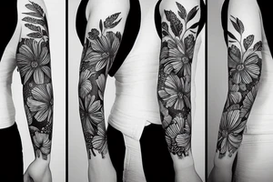 Floral sleeve with grasses tattoo idea