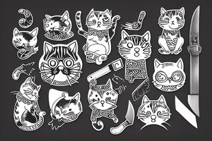 Cat with cookie and knife tattoo idea