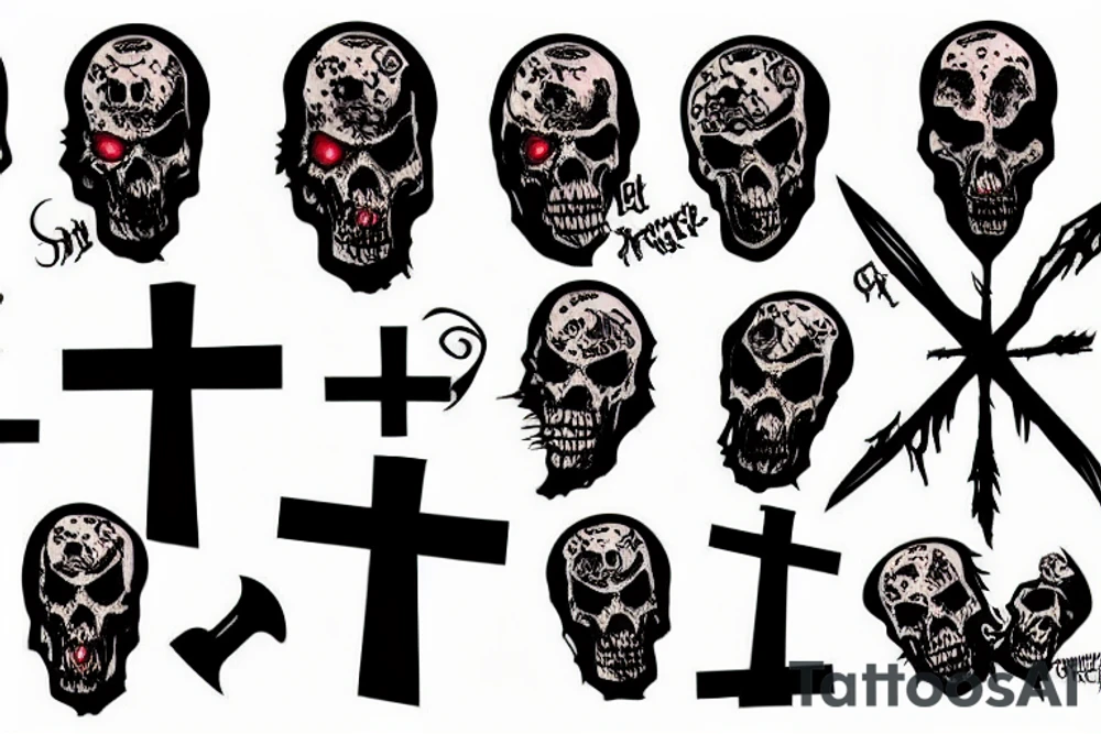 Grave cross zombie tattoo idea