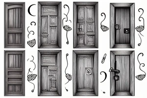 Brick wall enter wooden door lock tattoo idea