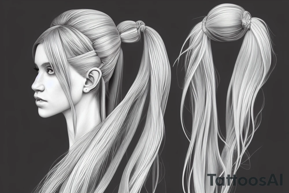 Portrait of a noble's half elf girl with long white ponytail hair, intricate, elegant, highly detailed, digital painting, ArtStation, concept art, smooth, sharp focus, illustration, symmetry tattoo idea