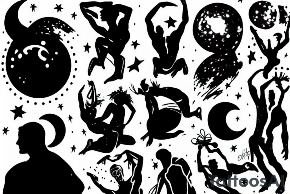 Silhouette of man in moon tattoo idea