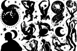 Silhouette of man in moon tattoo idea