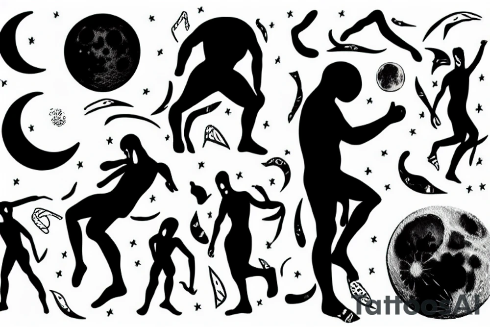 Silhouette of man in moon tattoo idea
