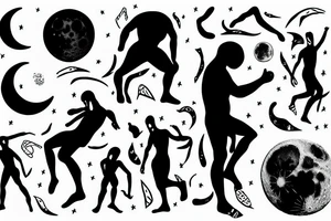 Silhouette of man in moon tattoo idea