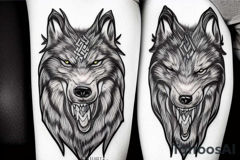 Norse designs that fade into Fenrir the wolf tattoo idea