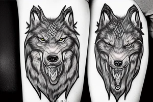 Norse designs that fade into Fenrir the wolf tattoo idea