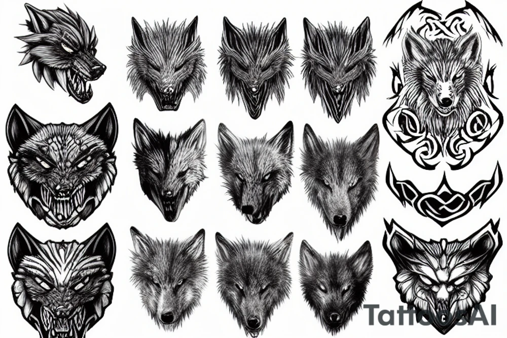 Norse designs that fade into Fenrir the wolf tattoo idea