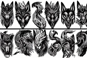 Norse designs that fade into Fenrir the wolf tattoo idea