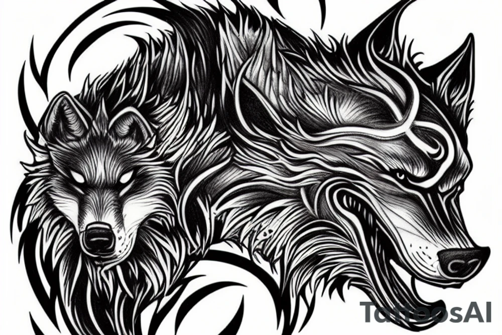 Norse designs that fade into Fenrir the wolf tattoo idea
