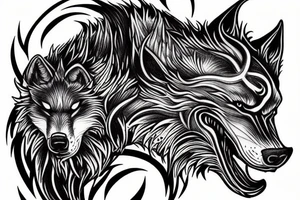 Norse designs that fade into Fenrir the wolf tattoo idea