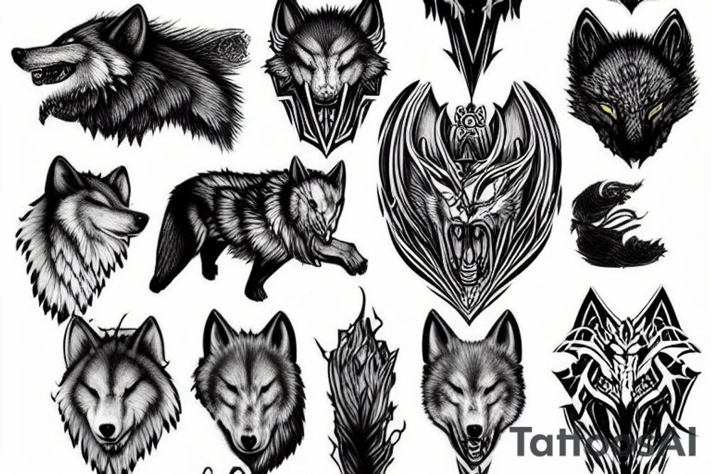 Norse designs that fade into a side profile of Fenrir the wolf tattoo idea