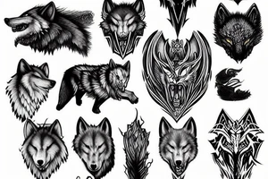 Norse designs that fade into a side profile of Fenrir the wolf tattoo idea