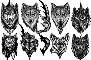 Norse designs that fade into a side profile of Fenrir the wolf tattoo idea