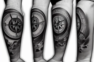 A compass with the date December 9th 2019 in it. With plumbing and flowers tattoo idea