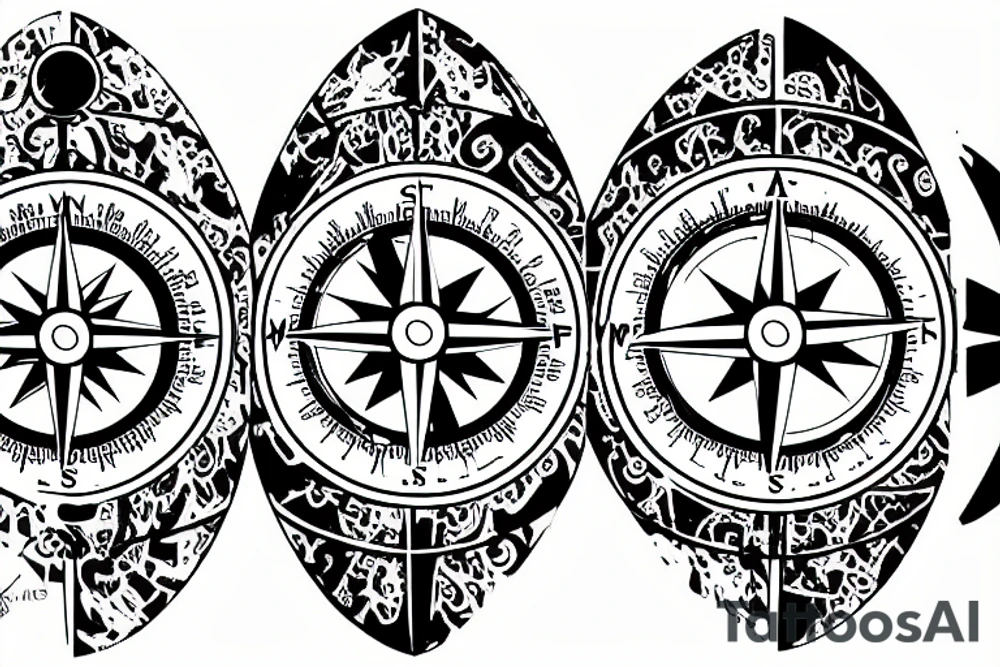 A compass with the date December 9th 2019 in it. With plumbing and flowers tattoo idea