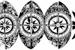A compass with the date December 9th 2019 in it. With plumbing and flowers tattoo idea