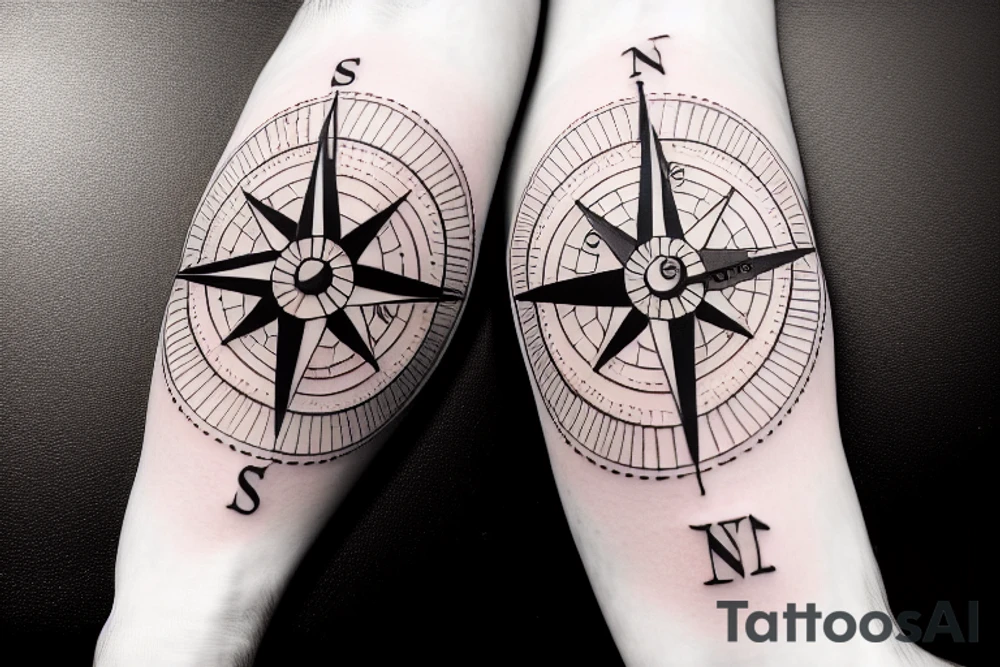 A compass with the date December 9th 2019 in it. With plumbing and flowers tattoo idea