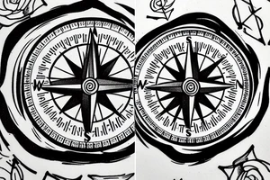 A compass with the date December 9th 2019 in it. With plumbing and flowers tattoo idea
