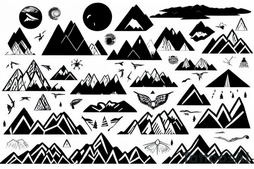 Mountains in South America with Shadow tattoo idea