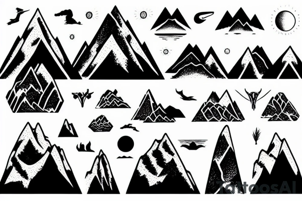 Mountains in South America with Shadow tattoo idea