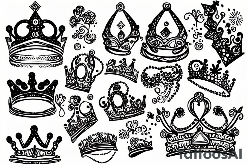 Messy crown with diamond tattoo idea