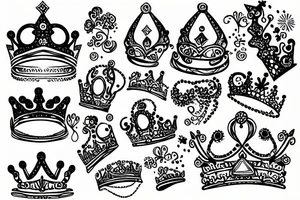 Messy crown with diamond tattoo idea