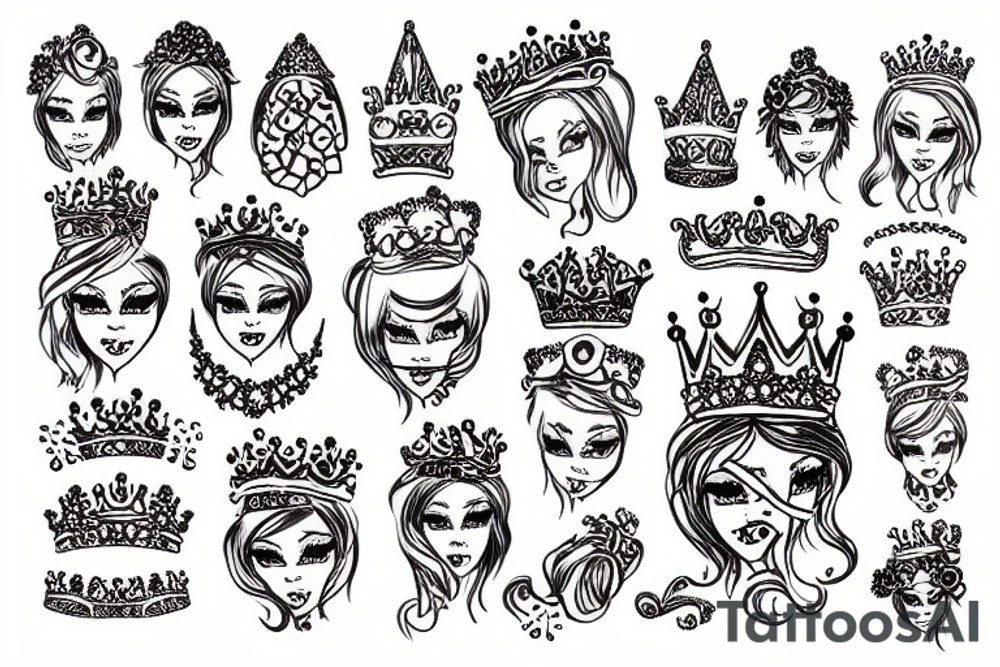 Messy crown with diamond tattoo idea