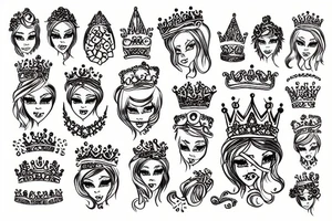 Messy crown with diamond tattoo idea