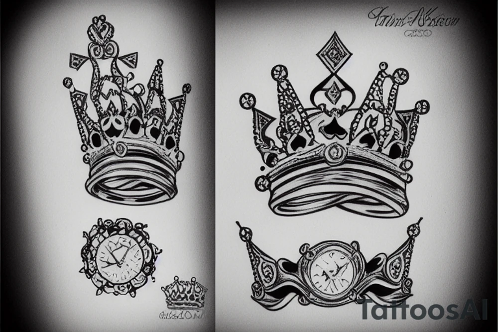 Male crown with diamond tattoo idea