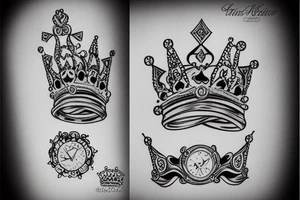 Male crown with diamond tattoo idea