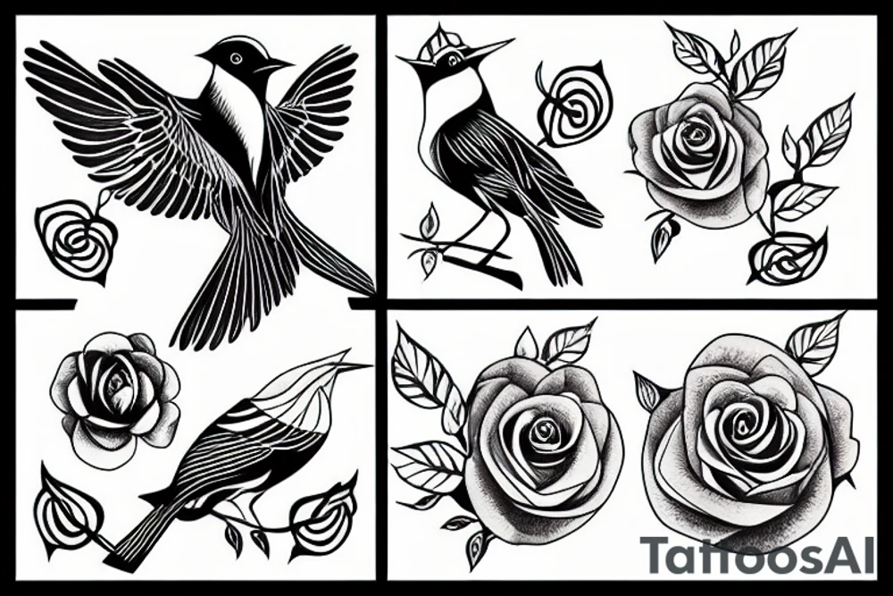 Bird with rose tattoo idea