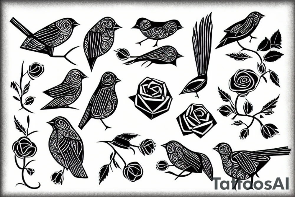 Bird with rose tattoo idea
