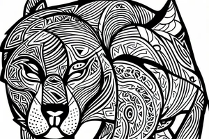 A mountain lion walking along the moutnains tattoo idea