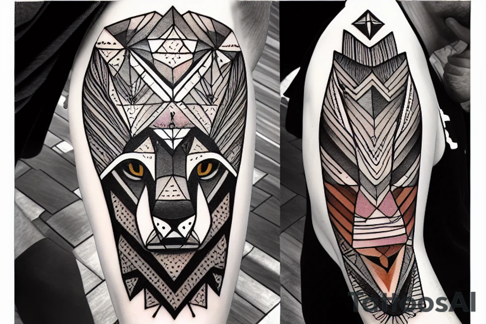 A mountain lion walking along the moutnains tattoo idea
