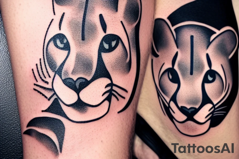 A mountain lion walking along the mountains. tattoo idea