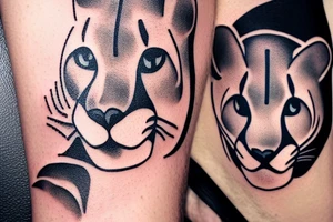 A mountain lion walking along the mountains. tattoo idea