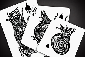 snail playing cards at a table tattoo idea