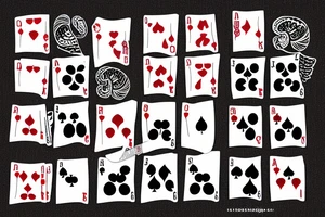 snail playing cards at a table tattoo idea
