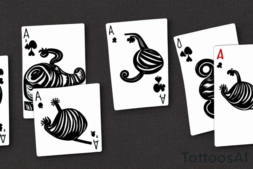 snail playing cards at a table tattoo idea