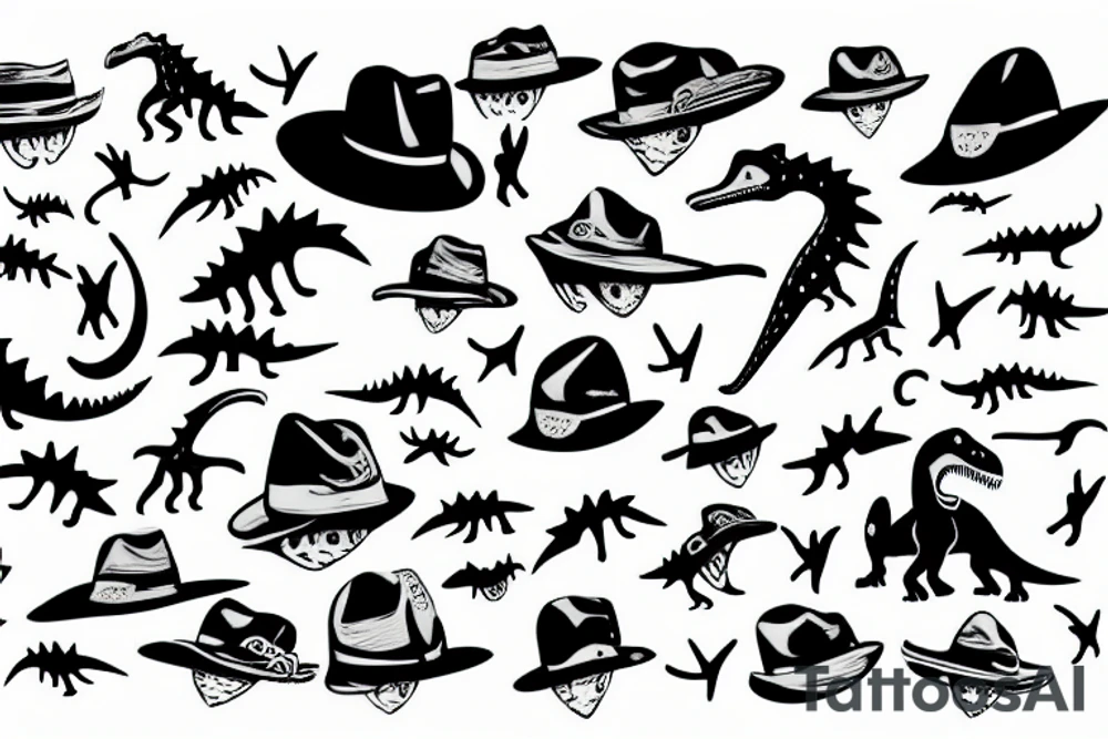 dinosaur with a hat tattoo idea