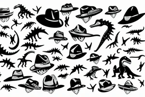 dinosaur with a hat tattoo idea