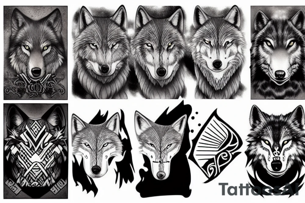 Norse traditional wolf tattoo idea