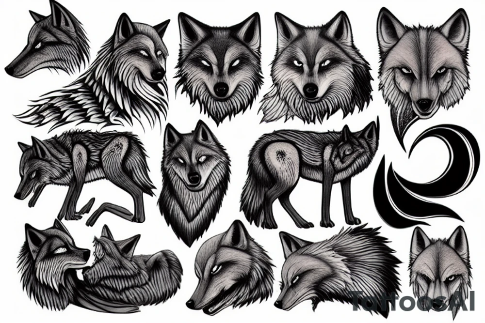 Norse traditional wolf tattoo idea