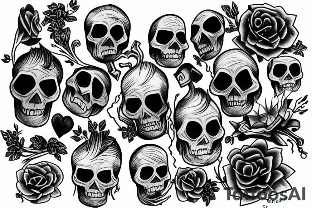 Depressed skeleton tattoo idea
