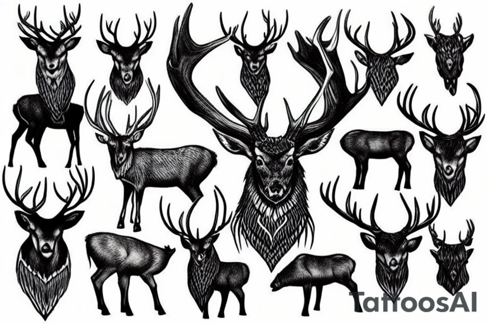 Norse traditional stag tattoo idea
