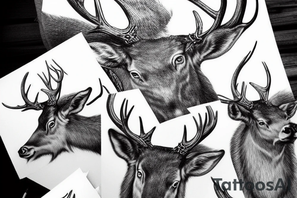 Norse traditional stag tattoo idea
